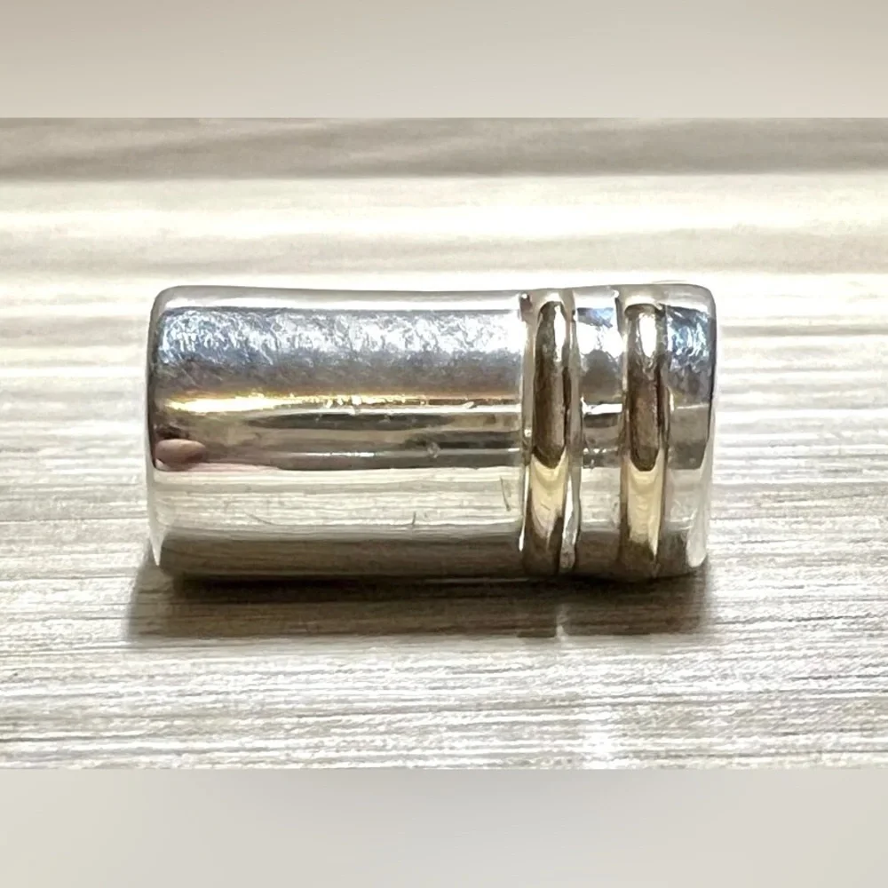 Vintage Designer Krypell Sterling Silver & 14K Gold Modernist Dome Ring, Size 5